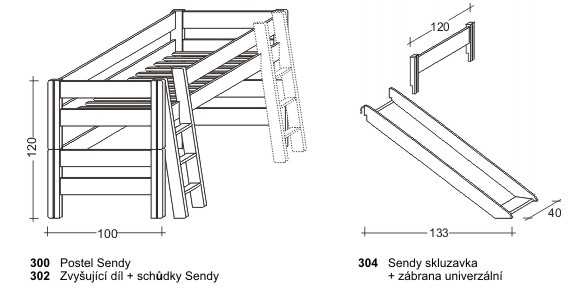 SENDY nízká se skluzavkou