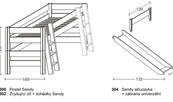 SENDY nízká se skluzavkou